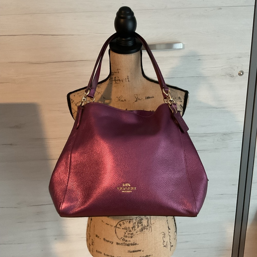 NWT COACH HANDBAG METALLIC PURPLE